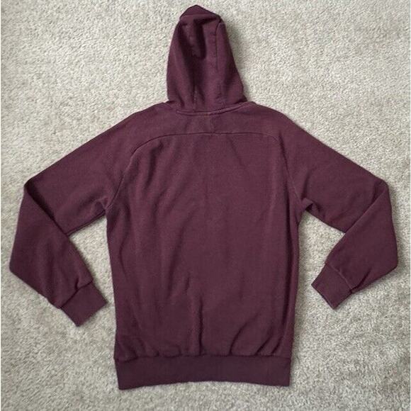 Puma Logo Men’s Long Sleeve Burgundy Hoodie Pullover Sweatshirt Size Small - Picture 2 of 7